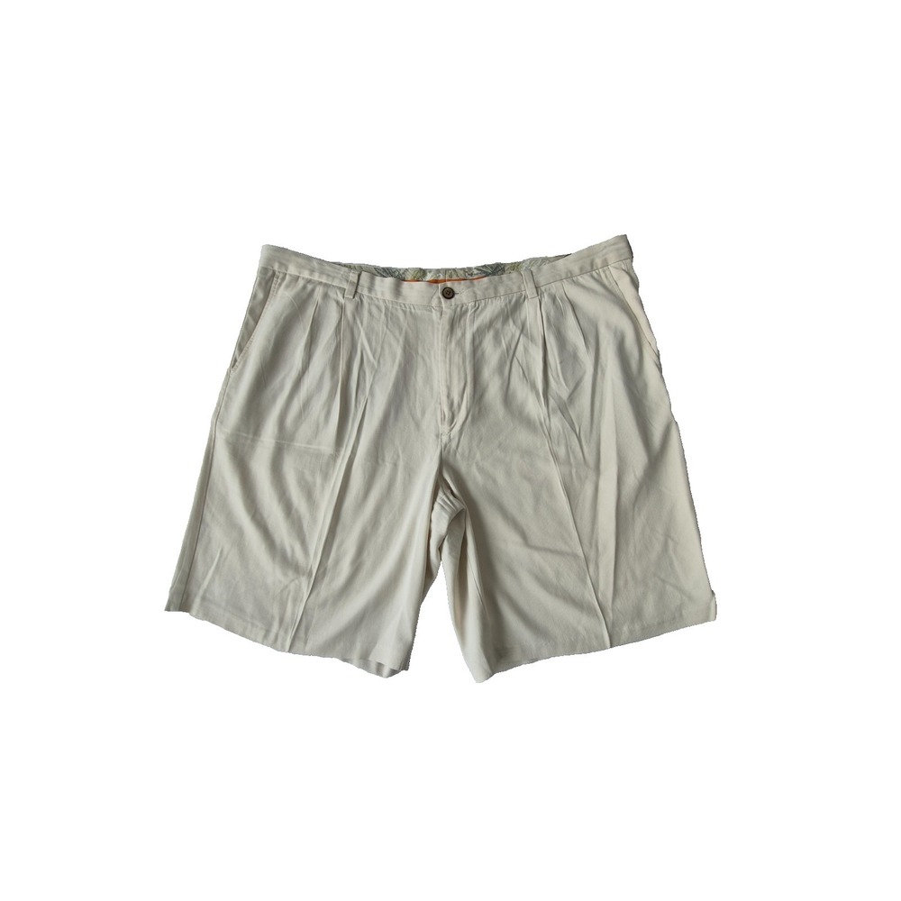 Tommy Bahama Silk Cotton‎ Shorts Mens 44 Beige Pleated Luxury Casual Flat Front